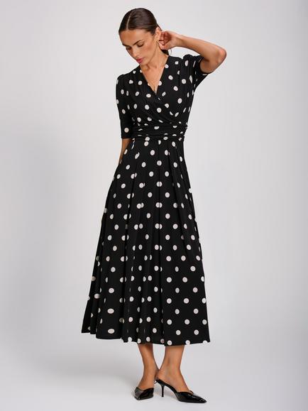 Jolie Moi Polka Dot Maxi Dress, Black/White, Black/White