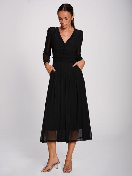 Jolie Moi Pleated Midi Dress, Black, Black