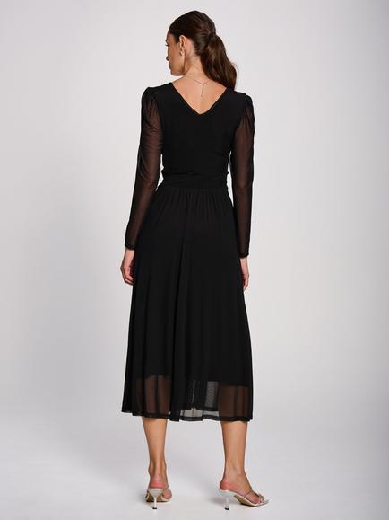 Jolie Moi Pleated Midi Dress, Black - view 2, Black