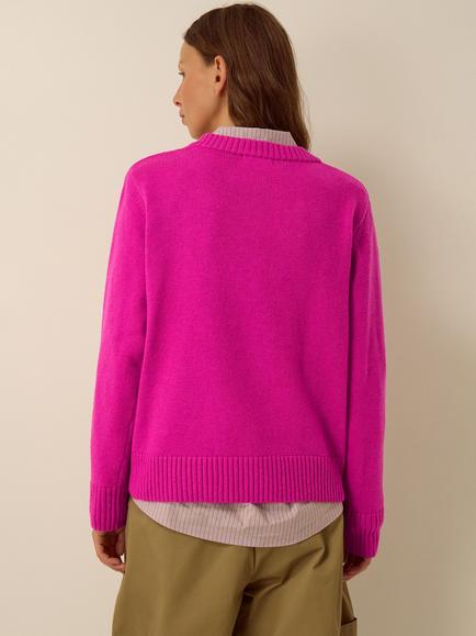 Monsoon Venus V-Neck Jumper, Magenta - view 2, Magenta