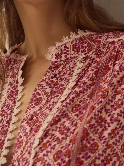 Monsoon Katrina Floral Long Sleeve Blouse containing LENZING™ ECOVERO™ Viscose, Pink - view 2, Pink