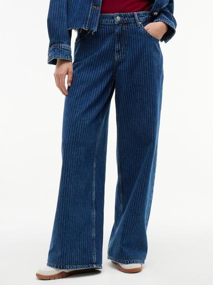 Tommy Hilfiger Daisy Low Rise Loose Pinstripe Jeans, Blue, Blue