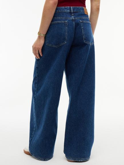 Tommy Hilfiger Daisy Low Rise Loose Pinstripe Jeans, Blue - view 2, Blue
