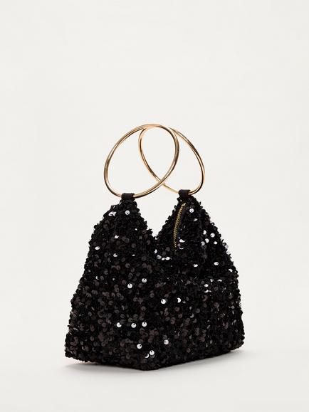 Phase Eight Sequin Clutch Bag, Black - view 2, Black