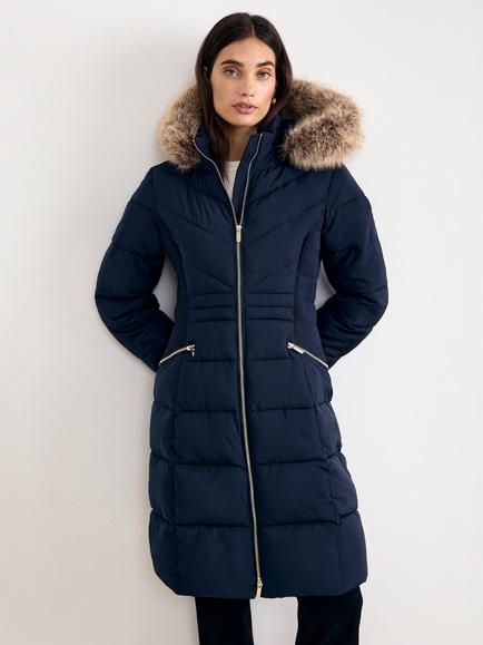 Phase Eight Amber Midi Puffer Coat, Navy, Navy