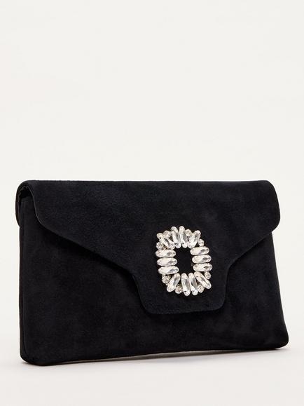 Phase Eight Leather Sparkle Clutch Bag, Black - view 2, Black