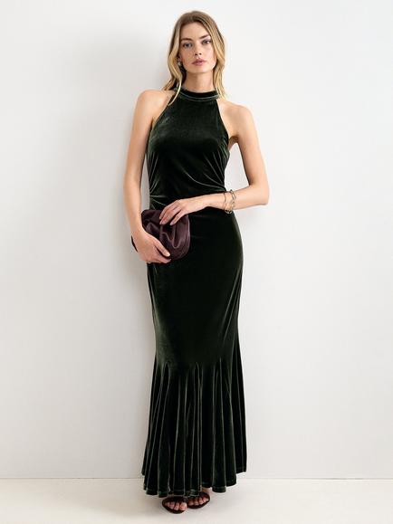 Phase Eight Theodora Sleeveless Velvet Maxi Dress, Green, Green