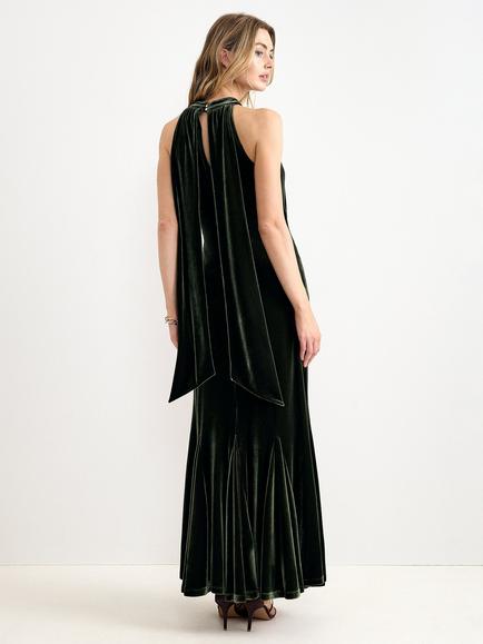 Phase Eight Theodora Sleeveless Velvet Maxi Dress, Green - view 2, Green