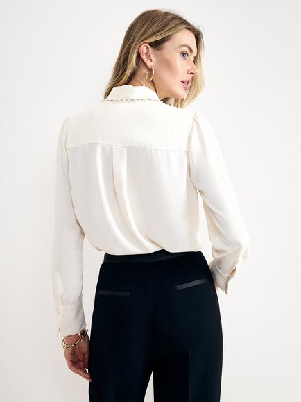 Phase Eight Maisie Pearl Collar Shirt, Ivory - view 2, Ivory
