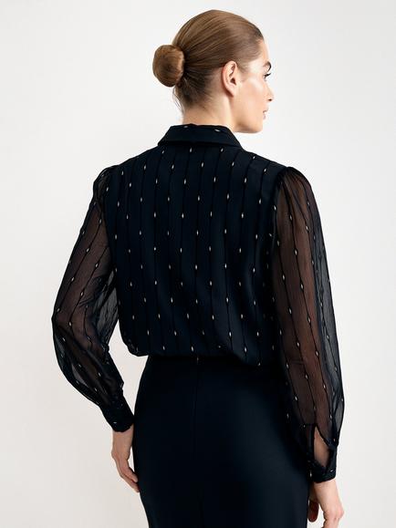 Phase Eight Tessa Sparkly Long Sleeve Shirt, Black - view 2, Black