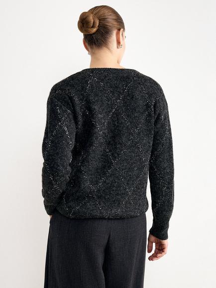 Phase Eight Fenia Diamond V-Neck Jumper, Grey - view 2, Grey