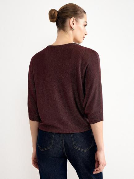 Phase Eight Cristine Metallic Top, Brown - view 2, Brown