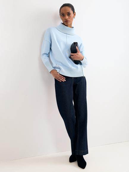 Phase Eight Steph Roll Neck Jumper, Pale Blue - view 2, Pale Blue