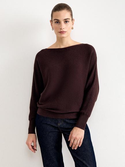Phase Eight Tia Ribbed Jumper, Brown, Brown