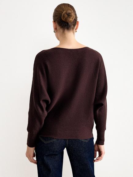 Phase Eight Tia Ribbed Jumper, Brown - view 2, Brown