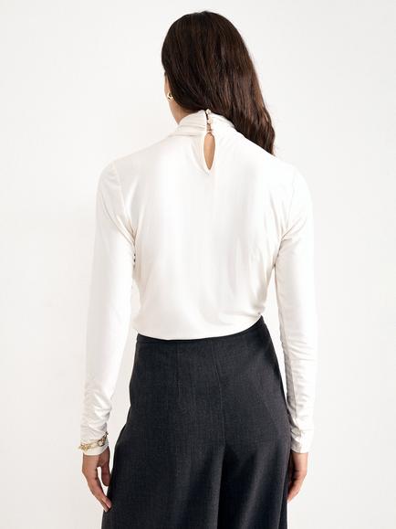 Phase Eight Argy Twist Neck Ruched Sleeve Top, Cream - view 2, Cream