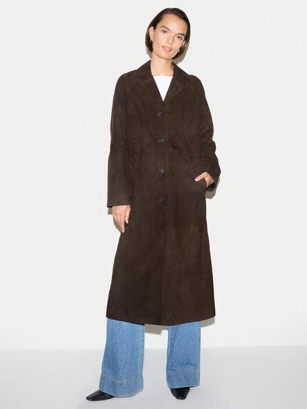Jigsaw Suede Longline Coat, Brown, Brown