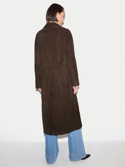 Jigsaw Suede Longline Coat, Brown - view 2, Brown
