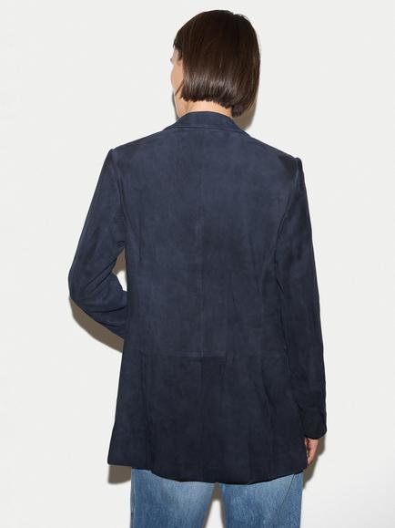 Jigsaw Suede Tailored Jacket, Navy - view 2, Navy