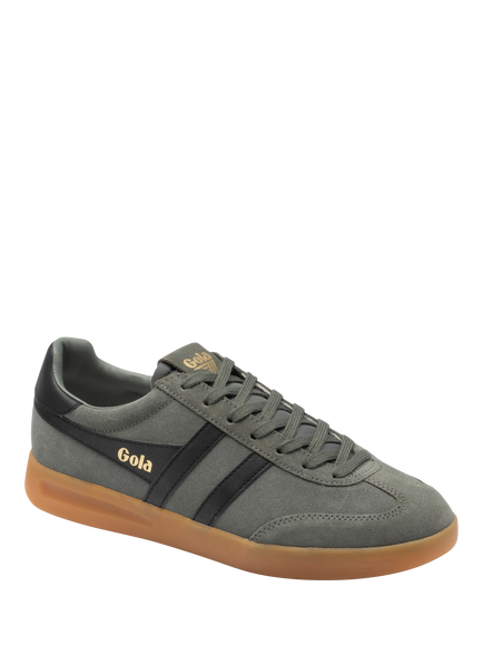 Gola Cyclone Suede Lace Up Trainers, Conifer/Black - view 2, Conifer/Black