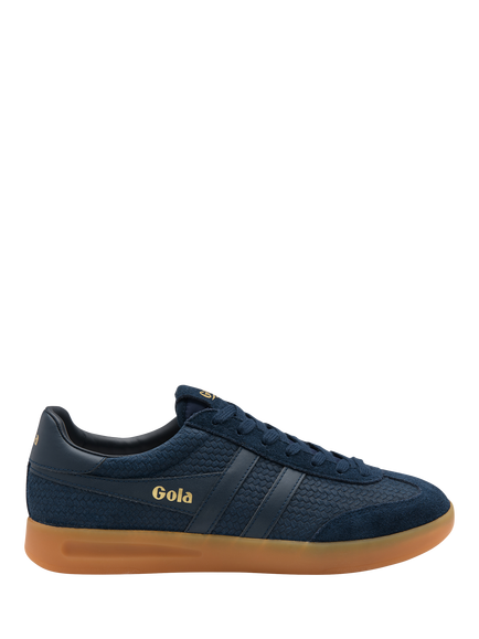 Gola Cyclone Marque Suede Lace Up Trainers, Navy/Gum, Navy/Gum