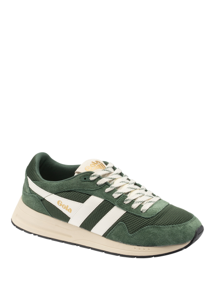 Gola Delta Suede Trainers, Evergreen/Off White - view 2, Evergreen/Off White