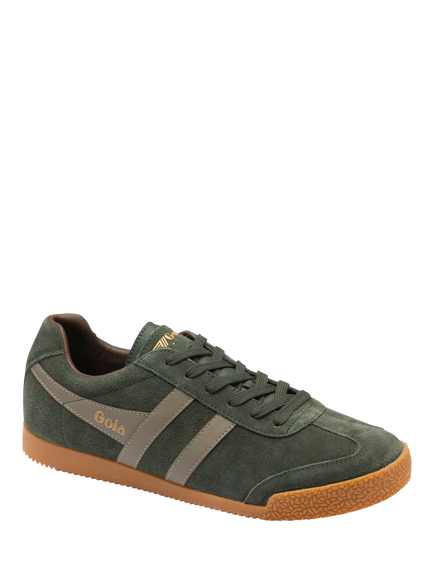 Gola Harrier Suede Trainers, Navy/Red Ochre - view 2, Dark Khaki/Rhino