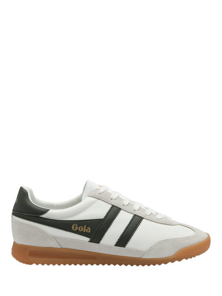 Gola Classics Tornado Leather Lace Up Trainers, White/Dark Khaki, White/Dark Khaki