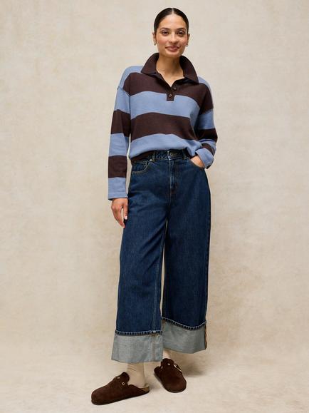 White Stuff Camilla Stripe Collared Jumper, Blue/Multi, Blue/Multi