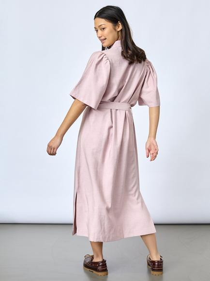 Sisters Point Mena Tie Waist Midi Shirt Dress, Mauve Melange - view 2, Mauve Melange