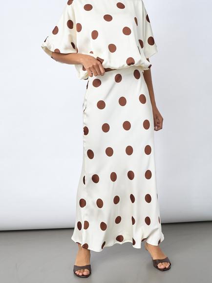 Sisters Point N.gewo Printed Midi Skirt, Cream/Brown, Cream/Brown