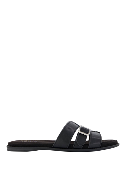 TOMS Sol Leather Slider Sandals, Black