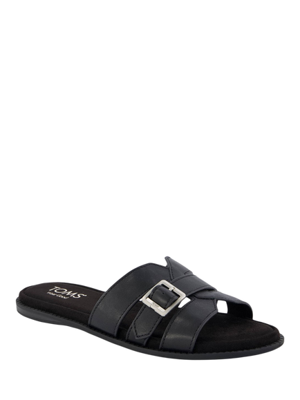 TOMS Sol Leather Slider Sandals - view 2, Black