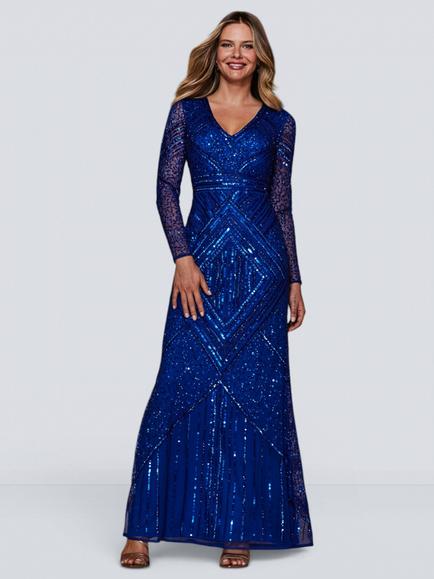 Sosandar Embellished Sequin Maxi Dress, Sapphire Blue, Sapphire Blue