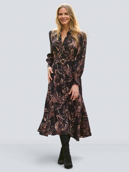 Sosandar Paisley Shirt Dress, Brown, Brown