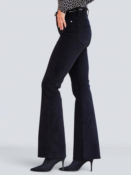 Sosandar Wide Leg Velvet Jeans, Black, Black