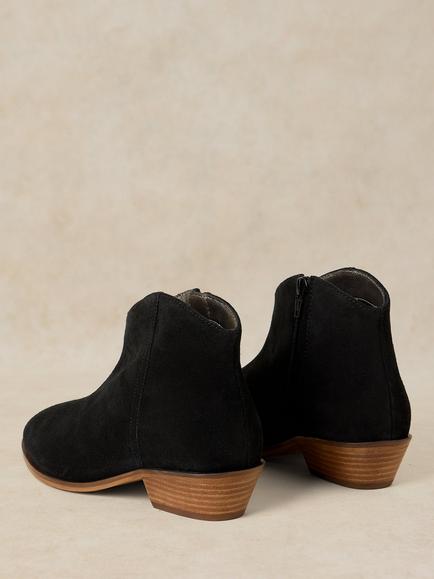 White Stuff Suede Wide Fit Cuban Heel Ankle Boots - view 2, Pure Black