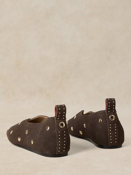 White Stuff Janie Leather Ballerina Pumps, Brown - view 2, Brown