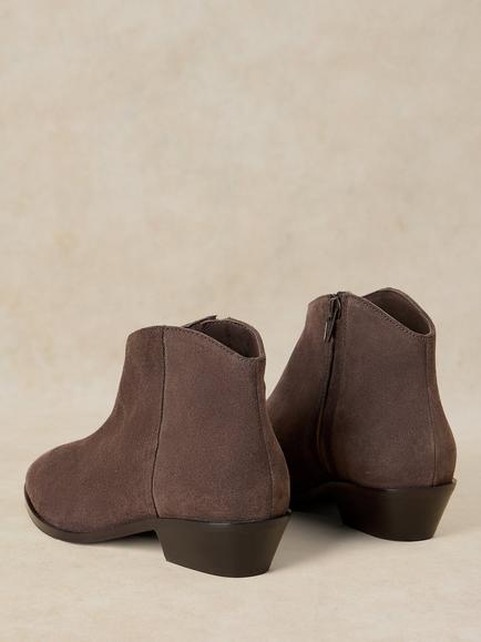 White Stuff Mae Suede Cuban Heel Ankle Boots, Dark Grey - view 2, Dark Grey