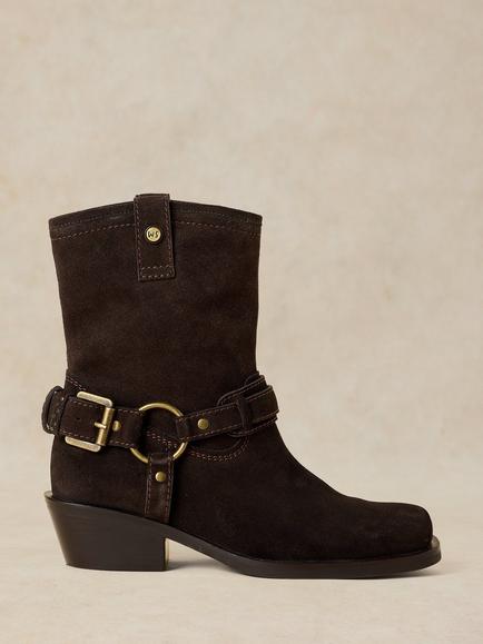 White Stuff Liberty Suede Cuban Heel Cowboy Boots, Brown, Brown