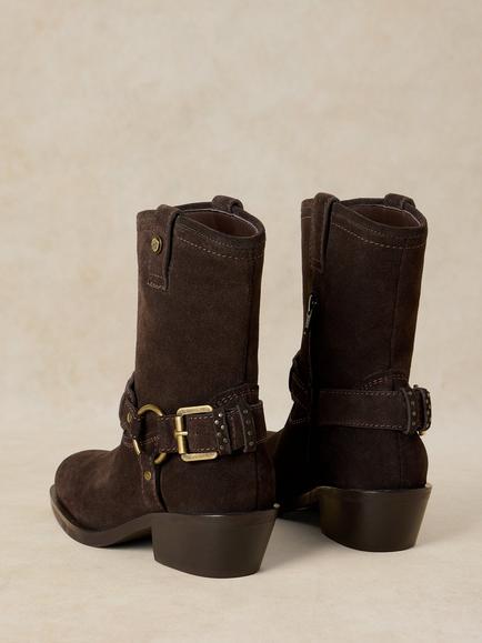 White Stuff Liberty Suede Cuban Heel Cowboy Boots, Brown - view 2, Brown