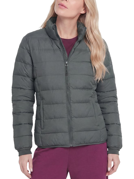 Skechers Go Shield Cosy Fit Puffer Jacket, Black, Green/Black
