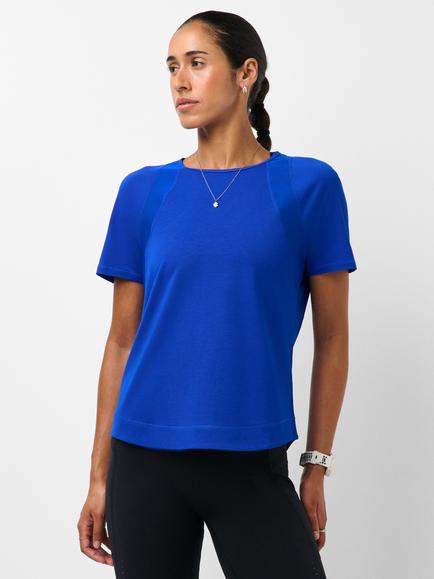 Sweaty Betty Breathable Mesh Panel Running T-Shirt, Prussian Blue, Prussian Blue