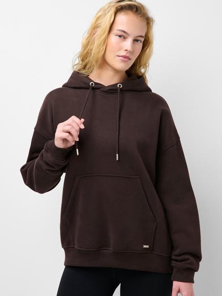 Sweaty Betty Cotton Rich Premium Brushed Classic Hoodie, Espresso Brown, Espresso Brown