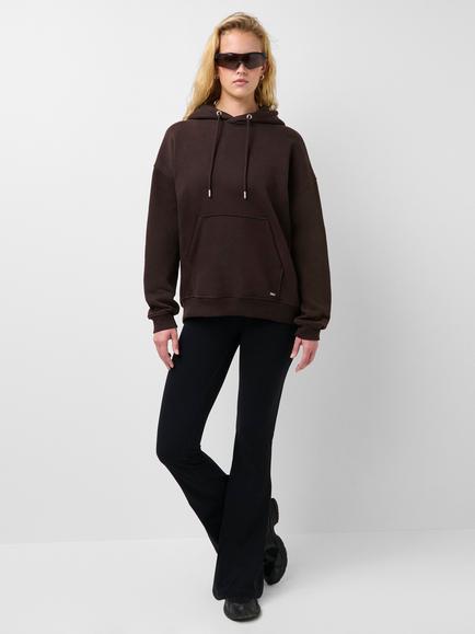Sweaty Betty Cotton Rich Premium Brushed Classic Hoodie, Espresso Brown - view 2, Espresso Brown