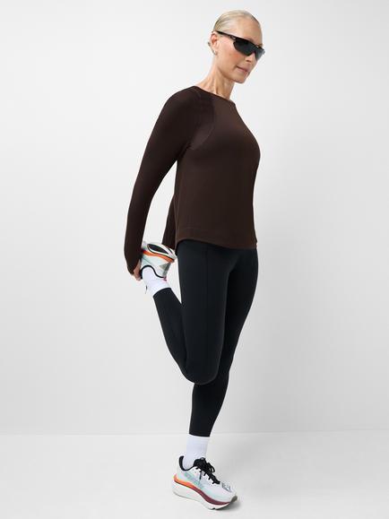 Sweaty Betty Long Sleeve Running Top, Espresso Brown - view 2, Espresso Brown