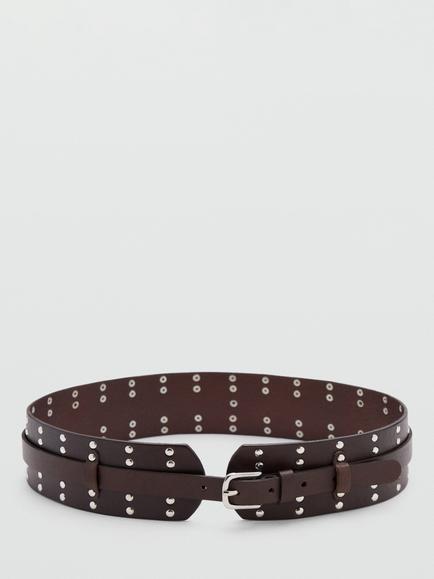 Mango Stud Detail Belt, Chocolate, Chocolate