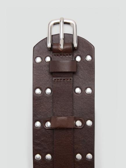 Mango Stud Detail Belt, Chocolate - view 2, Chocolate
