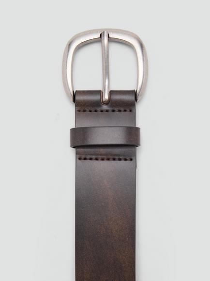 Mango Sculpted Buckle Leather Belt, Chocolate - view 2, Chocolate