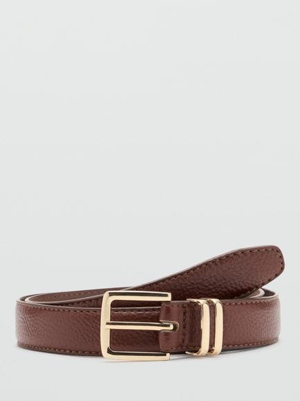 Mango Square Buckle Belt, Brown